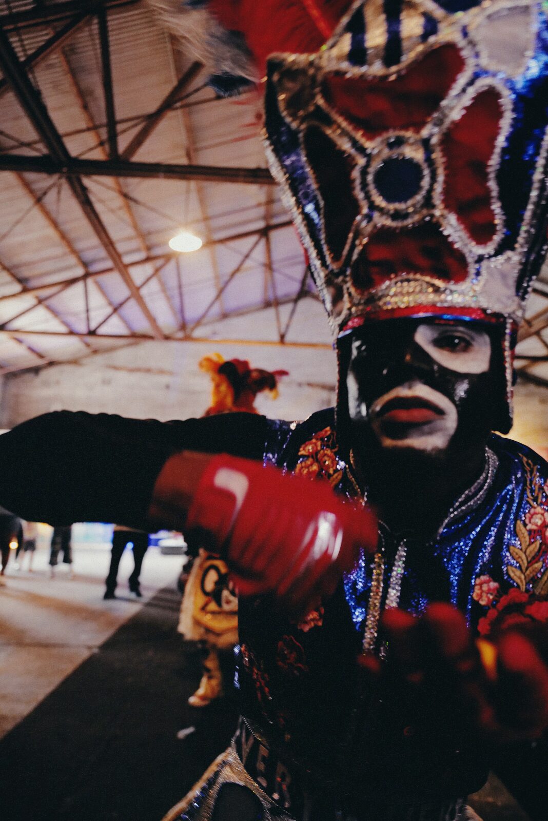 A Mardi Gras Indian at The Cookout